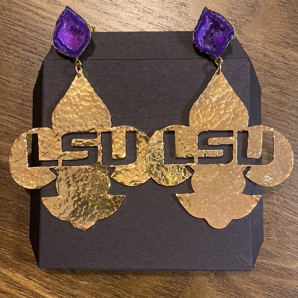 Brianna Cannon LSU Fleur de Lis Earrings